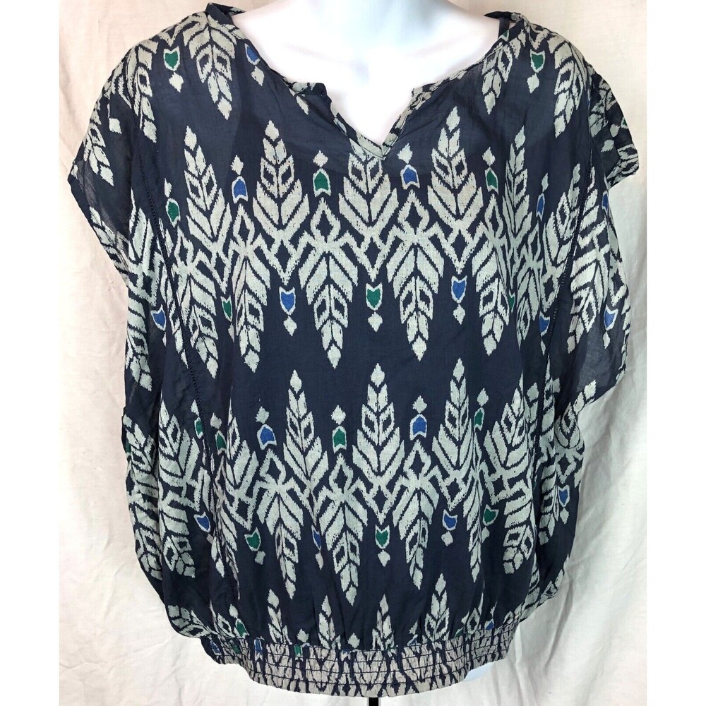 NWT Sonoma 2pc Combo Tank & Top Set  L Blue V-Neck Sleeveless Tribal Aztec